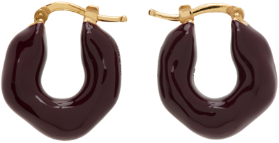 Jil Sander Sculpted Hoop Design Earrings In Aubergine