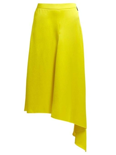 Msgm Asymmetric-hem Satin Skirt In Yellow
