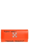 Off-white Jitney Quote Leather Wallet On A Chain In Orange Black