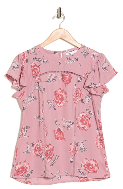 Dr2 By Daniel Rainn Paisley Print Fluttter Sleeve Blouse In G280 Blush