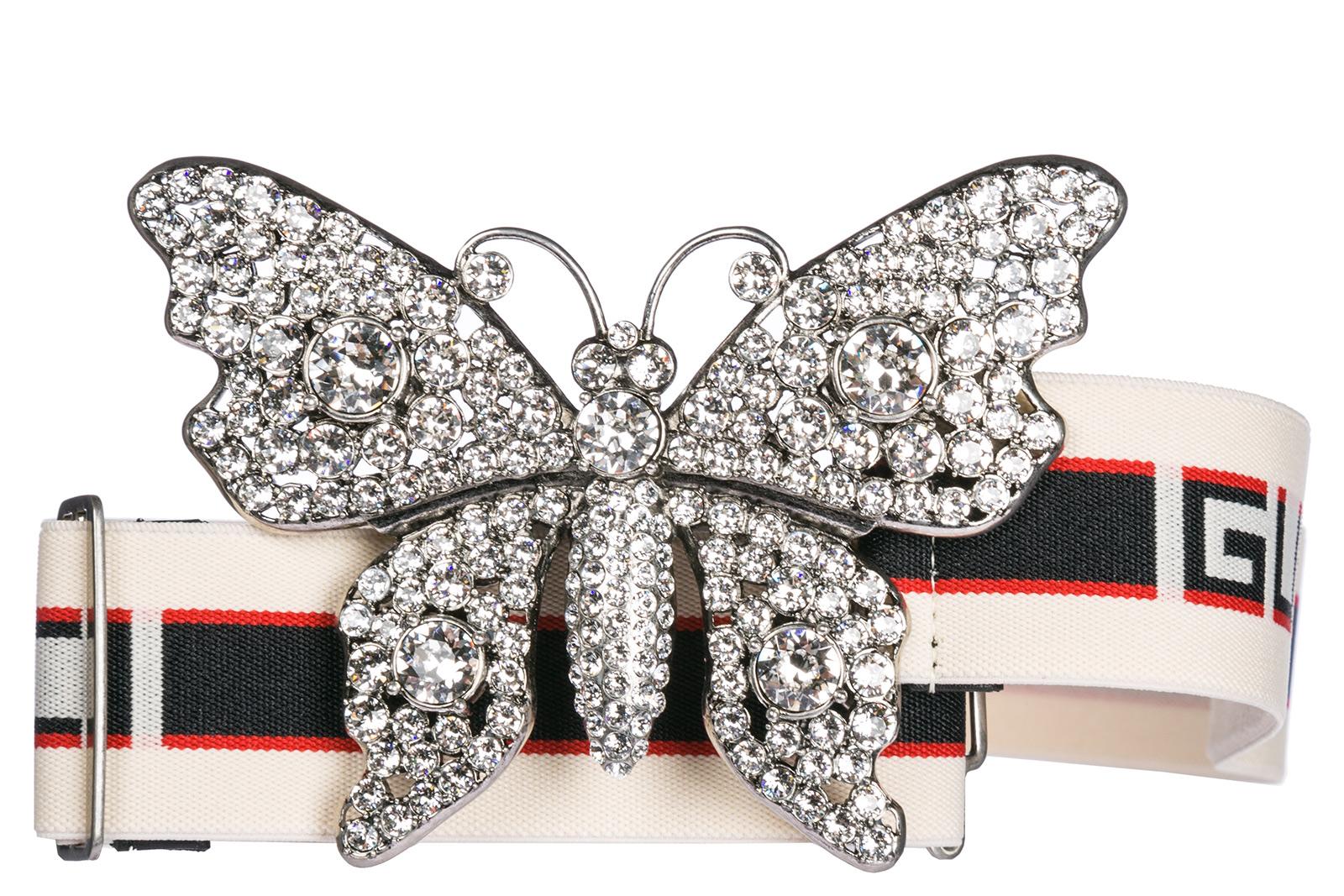 Gucci Embellished Butterfly Belt In Beige ModeSens