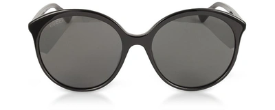 Gucci Sunglasses Gg0257s Specialized Fit Round-frame Black Acetate Sunglasses In Noir / Noir 