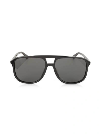 Gucci Sunglasses Gg0262s Rectangular-frame Black Acetate Sunglasses In Noir / Noir 