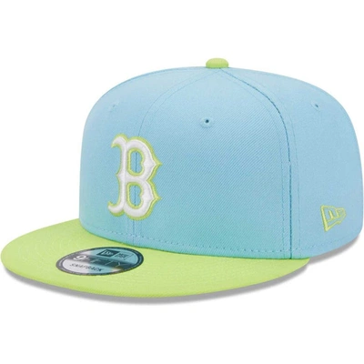 New Era Men's  Light Blue, Neon Green Boston Red Sox Spring Basic Two-tone 9fifty Snapback Hat In Light Blue,neon Green