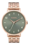Nixon The Arrow Bracelet Watch, 38mm In Rose Gold/ Sage/ Rose Gold