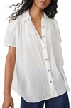 Free People Float Away Button-up Shirt In Optic White
