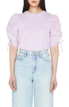 Frame Ruched Sleeve T-shirt In Lilac