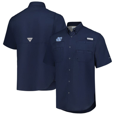 Columbia Navy North Carolina Tar Heels Pfg Tamiami Omni-shade Button-down Shirt