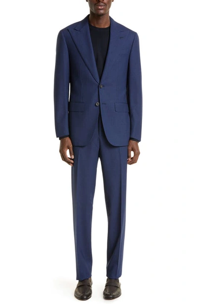 Thom Sweeney Unstructured Wool Suit In French Navy