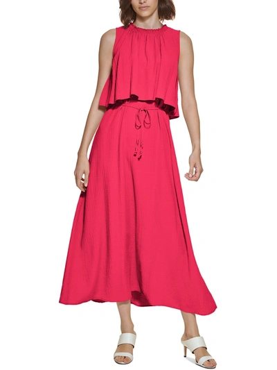 Calvin Klein Womens Sheer Long Maxi Dress In Pink