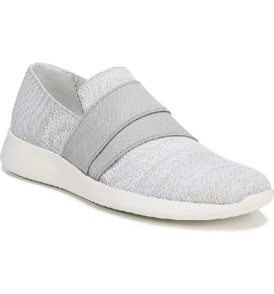 Vince Aston Knit Slip-on Sneakers In White/gray