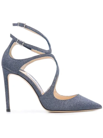 Jimmy Choo Lancer Strappy Glitter Pump In Navy