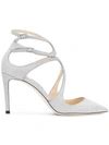 Jimmy Choo Lancer 100 Glittered Leather Pumps In Silver