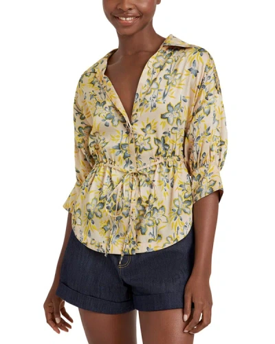 Cinq À Sept Raelynn Floral-print Shirt In Yellow