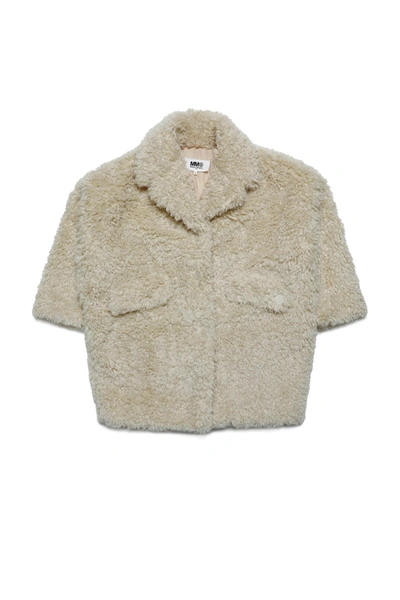 Mm6 Maison Margiela Kids' Faux Fur Teddy Jacket In Beige