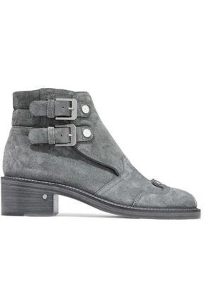 Laurence Dacade Woman Studded Suede Ankle Boots Gray