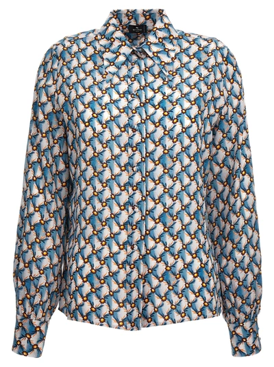 Etro All-over Print Shirt Shirt, Blouse In Blue