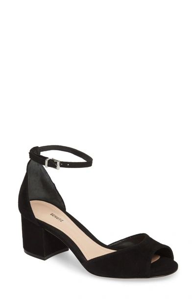 Schutz Roama Suede Ankle-strap Sandals In Black