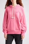 Acne Studios Fairah Face Patch Oversize Cotton Hoodie In Bright Pink