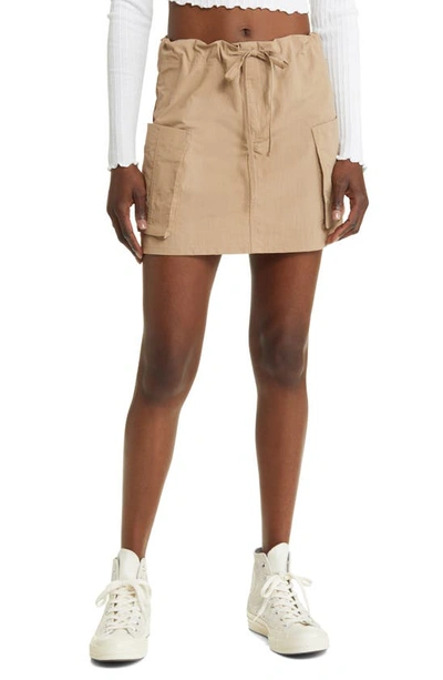 Bp. Parachute Drawstring Skirt In Tan Dune