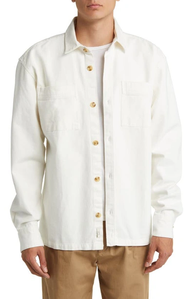 Forét Mellow Button-up Organic Cotton Shirt Jacket In White