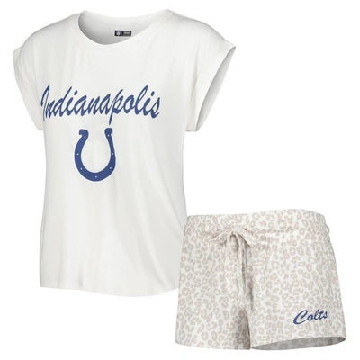 Concepts Sport Women's  White, Cream Indianapolis Colts Montana Knit T-shirt And Shorts Sleep Set In White,cream