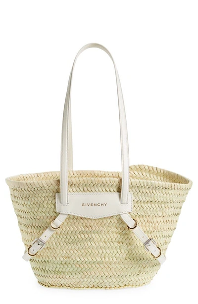 Givenchy Small Voyou Straw Basket Shoulder Bag In Ivory