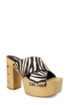 Zigi Tabitha Platform Slide Sandal In Zebra Lthr