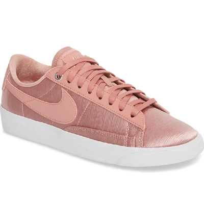 Nike Women's Blazer Embossed Satin & Leather Lace Up Sneakers In Rust Pink/ Rust Pink