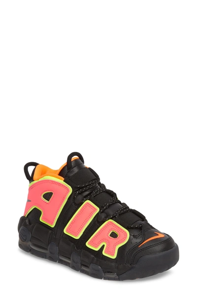 Nike Air More Uptempo Sneaker In Black/ Punch/ Total Orange