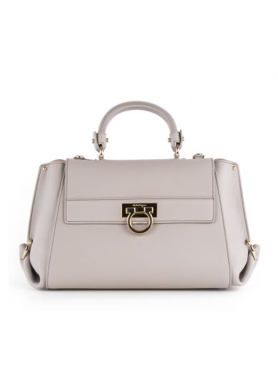 Salvatore Ferragamo Grey Leather Handle Bag | ModeSens