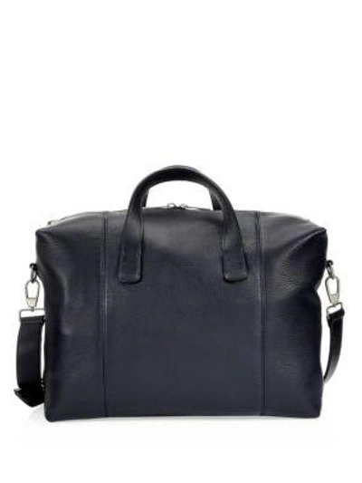 Emporio Armani Leather Travel Bag In Blue