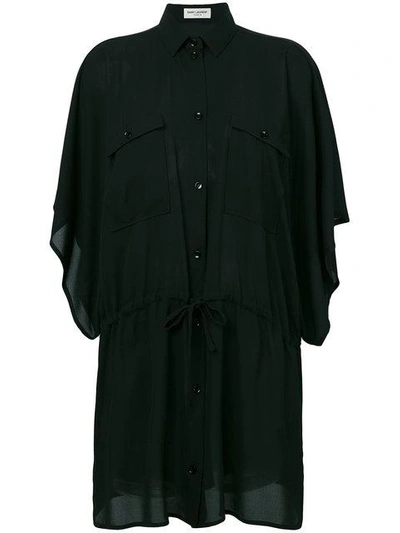Saint Laurent Fitted Shirt Dress In Black