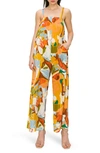 Melloday Patterned Pocket Jumpsuit In Yellow Multi