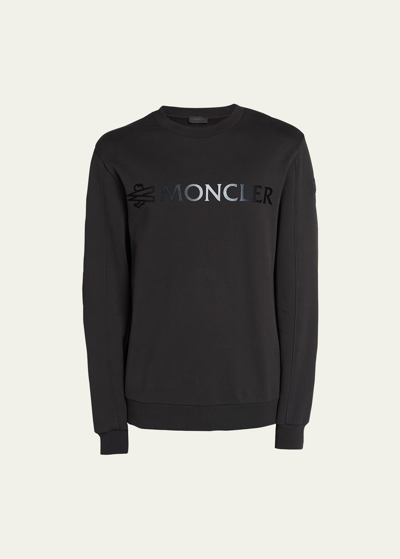 Moncler Men's Degrade Felt Logo Sweatshirt In Black