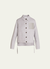 Loewe Cashmere Blend Workwear Jacket With Anagram Pocket In Grey Melange