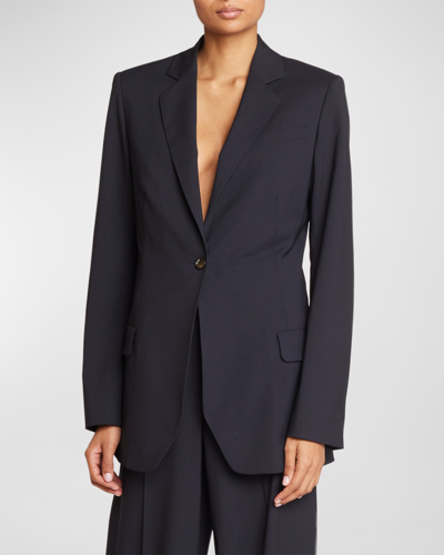 Loewe Slash Cutout Tailored Single-breasted Jacket In Blue