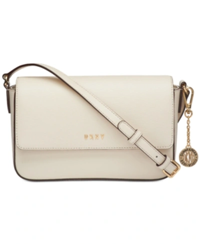 Dkny Sutton Leather Bryant Flap Crossbody, Created For Macy's In Black/gold