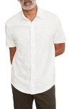 Vince Short Sleeve Cotton Slub Button-up Shirt In Off White