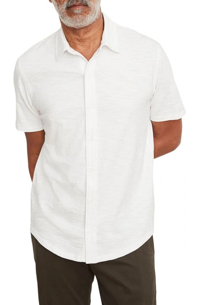 Vince Short Sleeve Cotton Slub Button-up Shirt In Off White