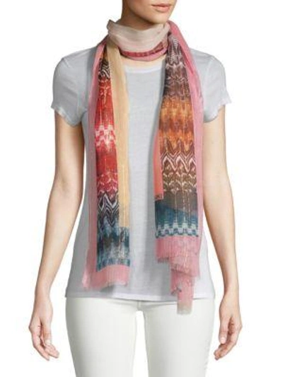 Missoni Mixed-print Scarf In Pink