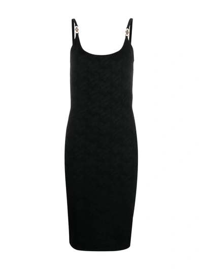 Versace Knit Dress Solid Colour Serie In Black
