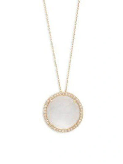 Suzanne Kalan 14k Yellow Gold & White Quartz Pendant Necklace In White Gold