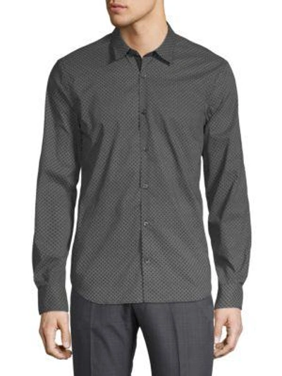 John Varvatos Slim-fit Cotton Button-down Shirt In Black