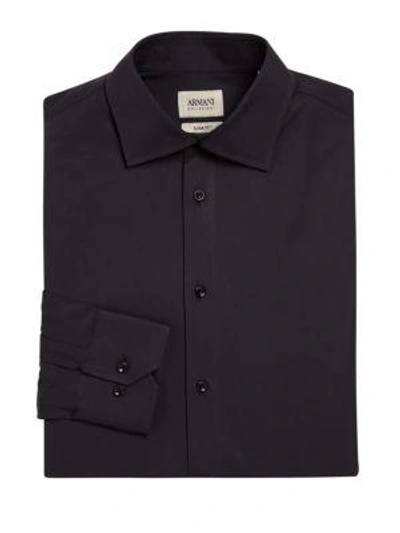 Giorgio Armani Slim-fit Cotton Dress Shirt In Black