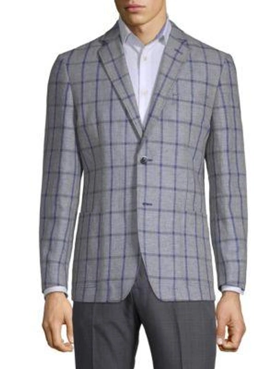 Tommy Hilfiger Regular-fit Windowpane Notch Jacket In Grey