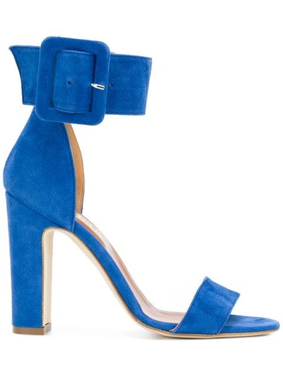 Paris Texas Buckle Ankle Strap Sandal In Blue