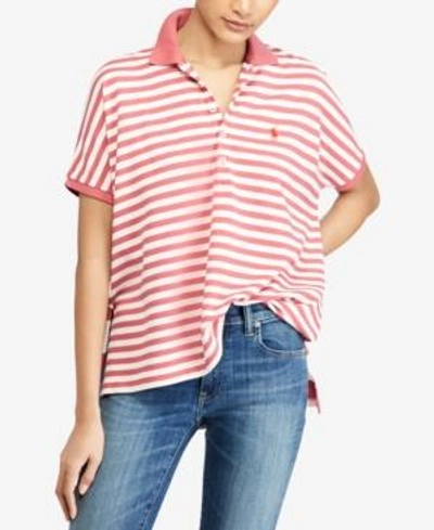 Polo Ralph Lauren Striped Poncho-polo Shirt In Red/white