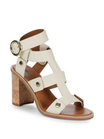 Frye Nina Rivet Leather Ankle-strap Sandals In White