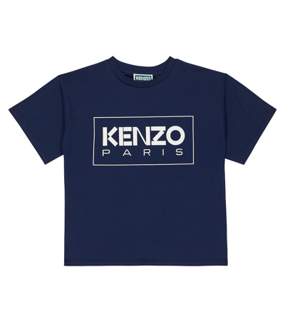 Kenzo Kids' Logo-print Cotton T-shirt In Blue